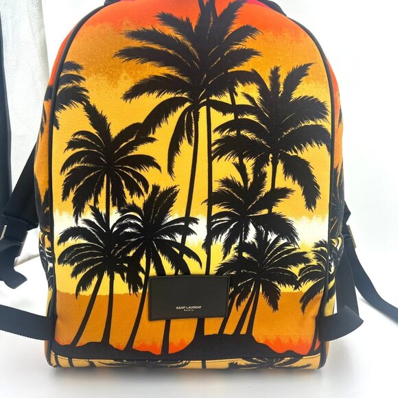 Brand New Saint Laurent Hunting Palm Tree Sunset Nylon Backpack - Picture 2 of 9